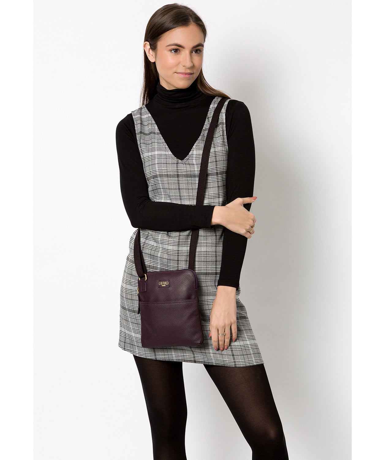 'Marqaux' Plum Leather Small Cross Body Bag image 2