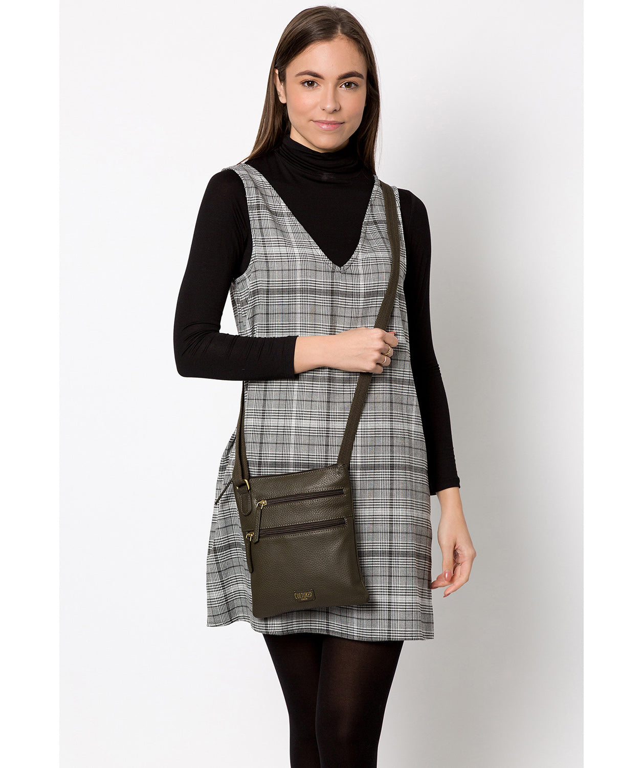 'Heloise' Olive Leather Small Cross Body Bag image 2