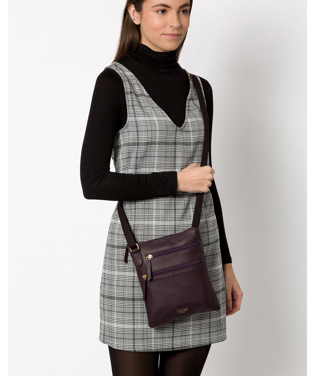 'Heloise' Plum Leather Small Cross Body Bag image 2