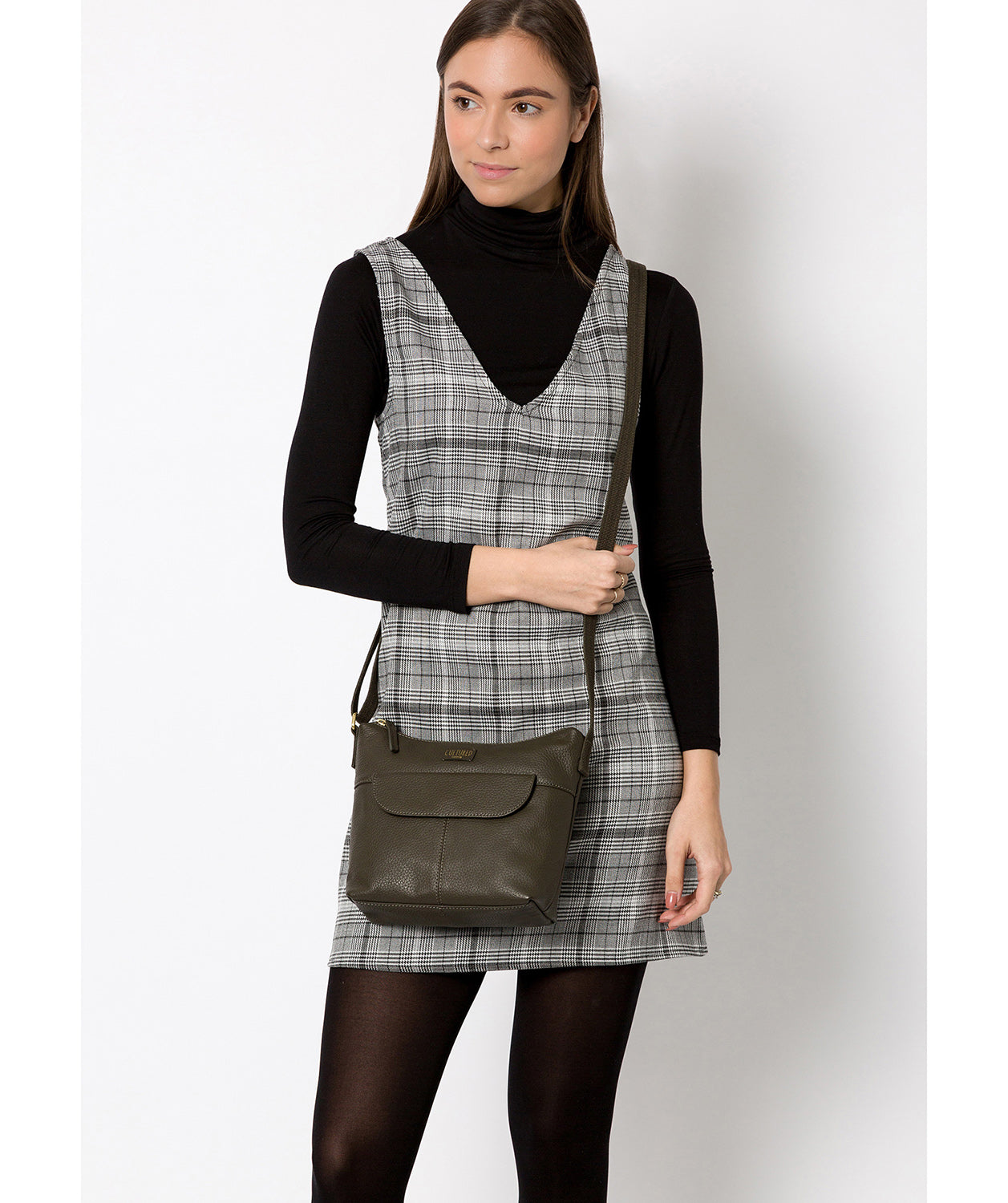 'Amel' Olive Leather Small Cross Body Bag image 2