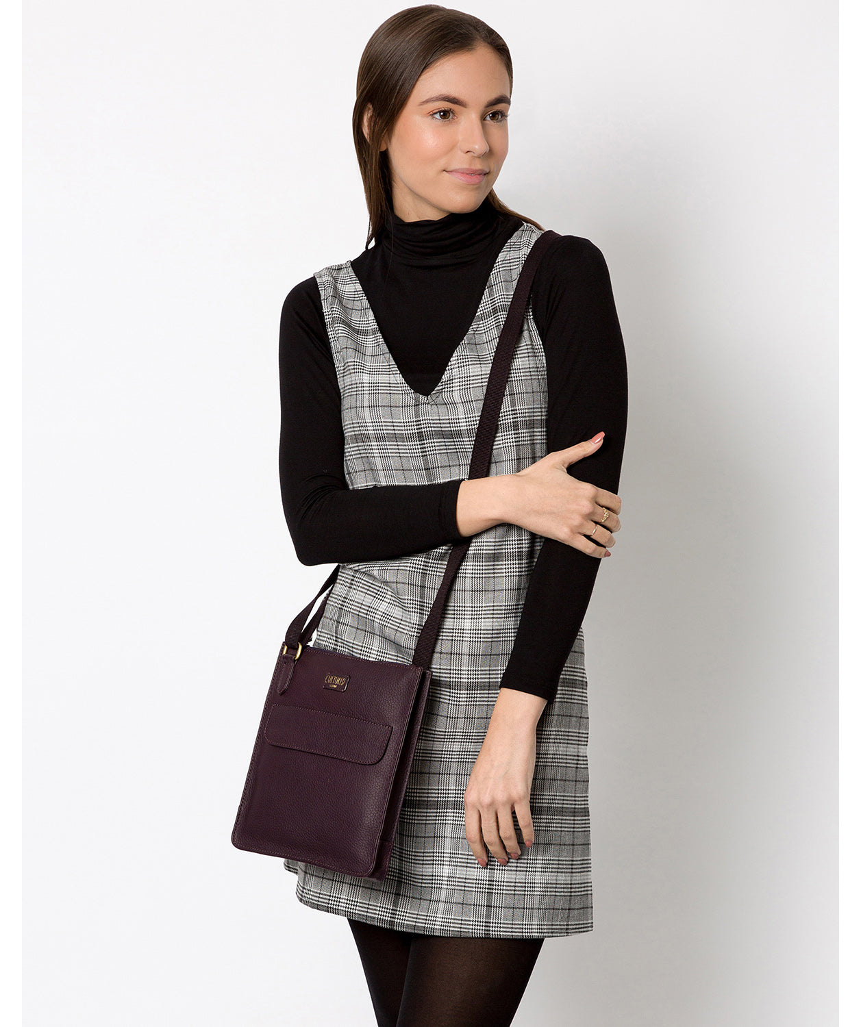 'Celeste' Plum Leather Small Cross Body Bag Pure Luxuries London