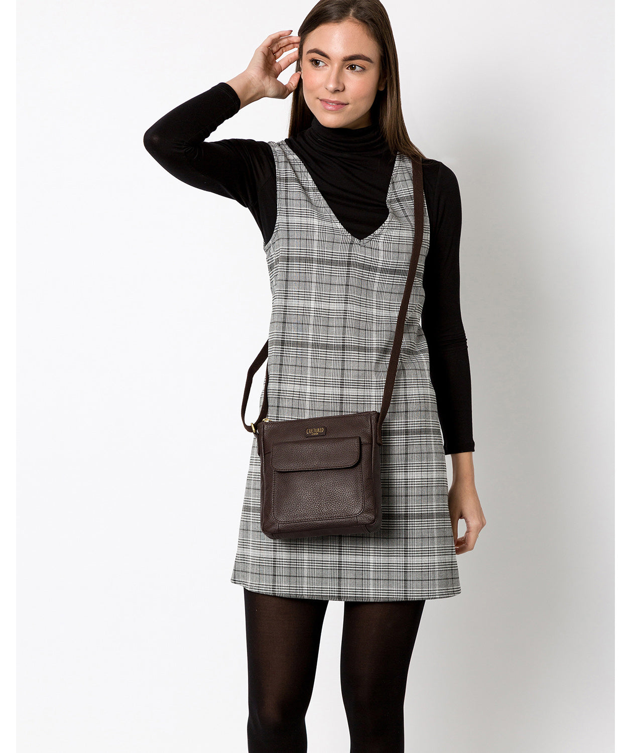 'Elna' Dark Chocolate Leather Small Cross Body Bag Pure Luxuries London