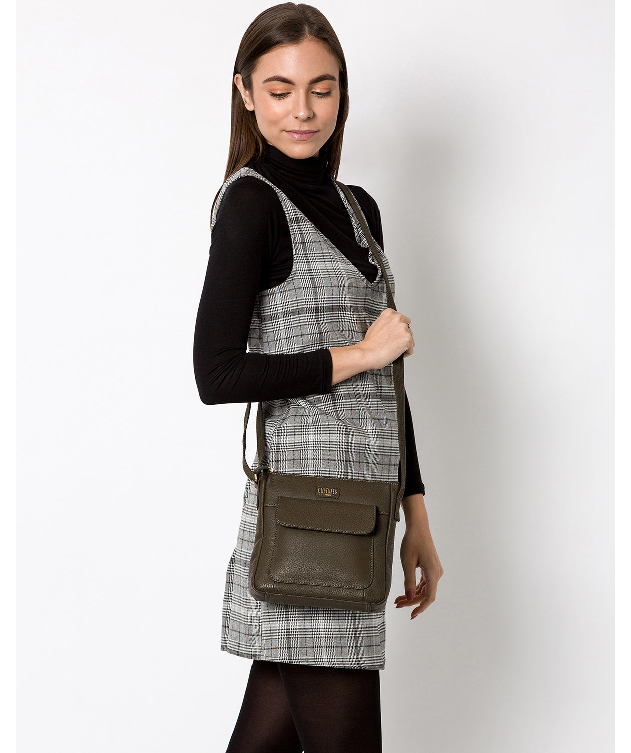 'Elna' Olive Leather Small Cross Body Bag image 2