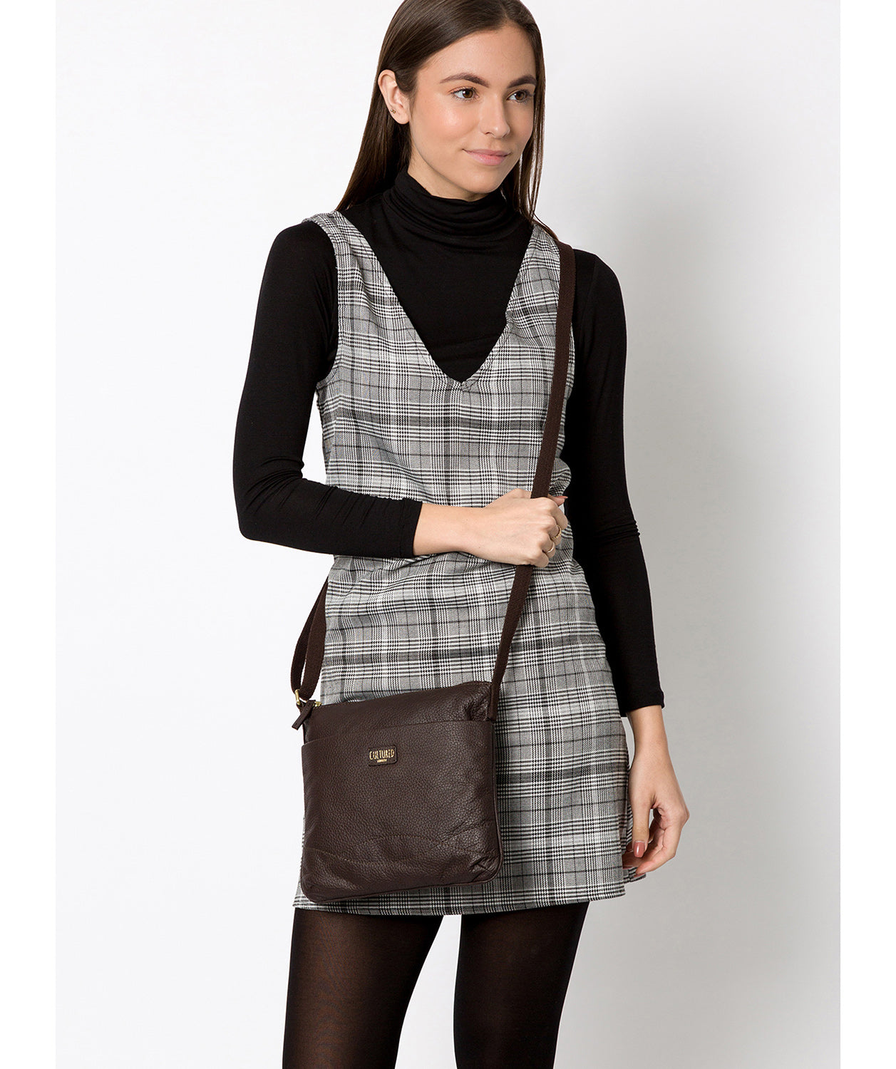 'Manon' Dark Chocolate Leather Small Cross Body Bag Pure Luxuries London