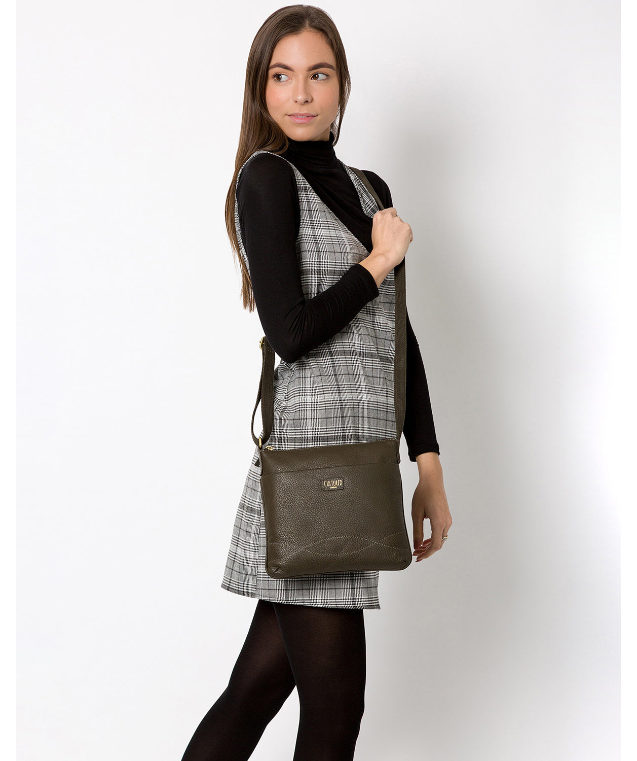 'Manon' Olive Leather Small Cross Body Bag Pure Luxuries London