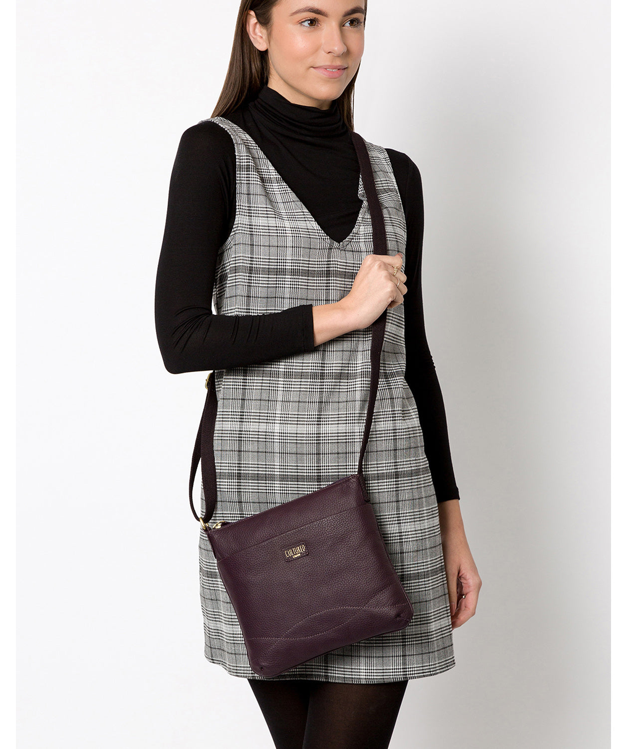 'Manon' Plum Leather Small Cross Body Bag image 2