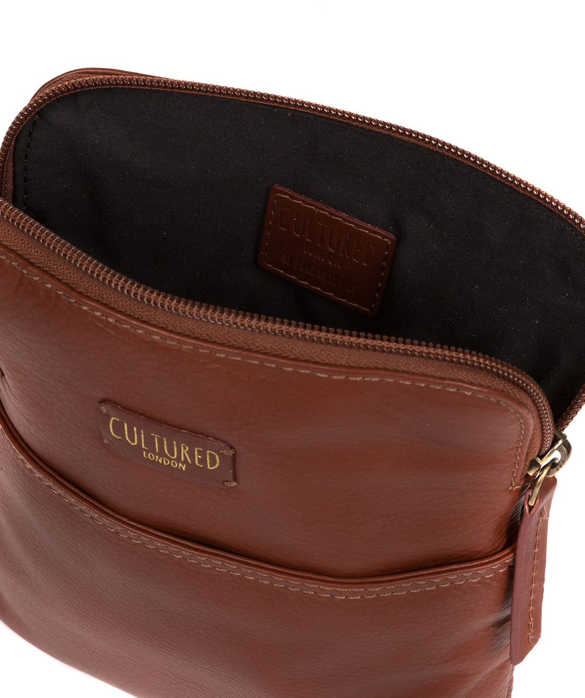 'Marqaux' Cognac Leather Cross Body Bag Pure Luxuries London