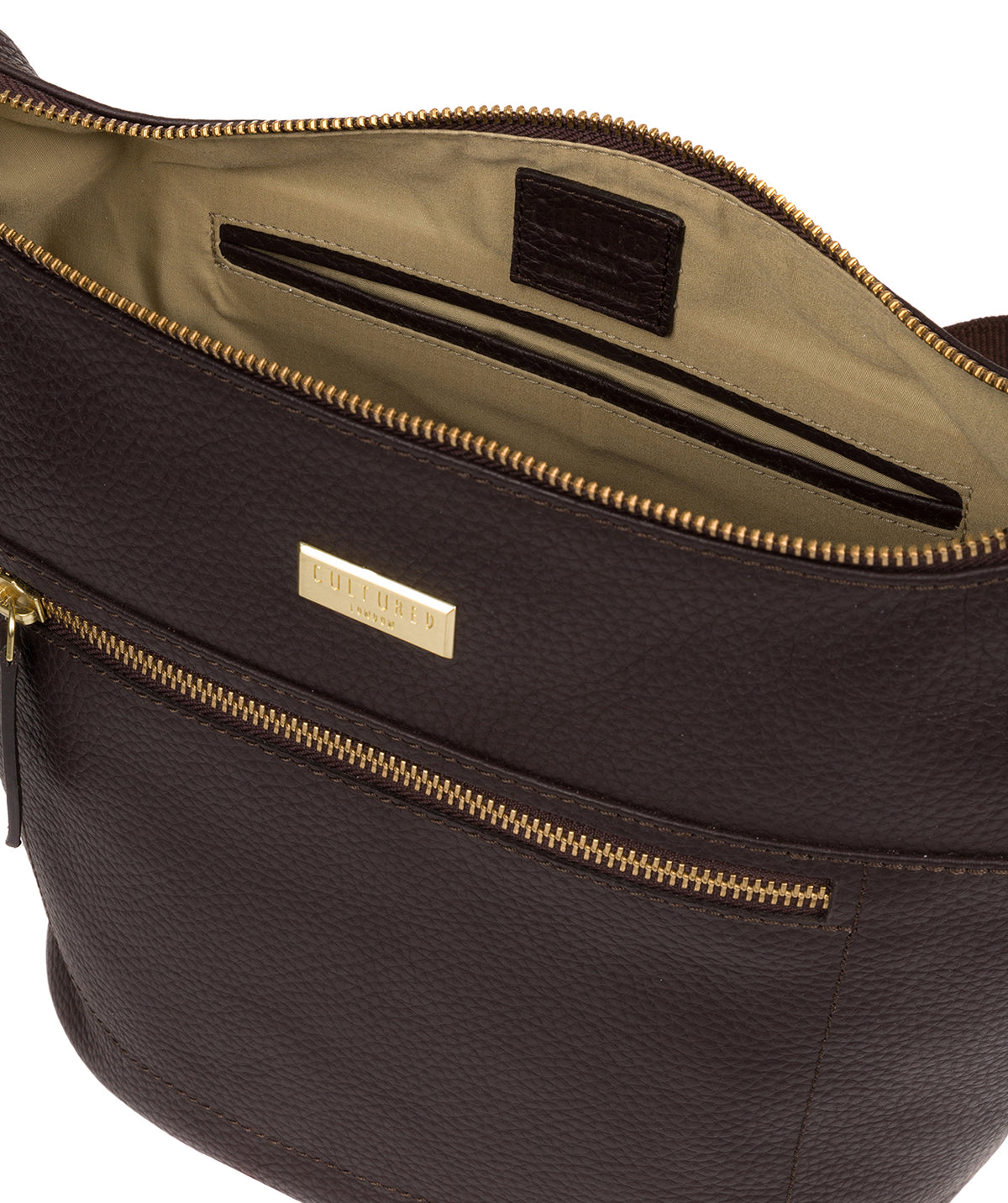'Paula' Dark Chocolate Leather Cross Body Bag Pure Luxuries London