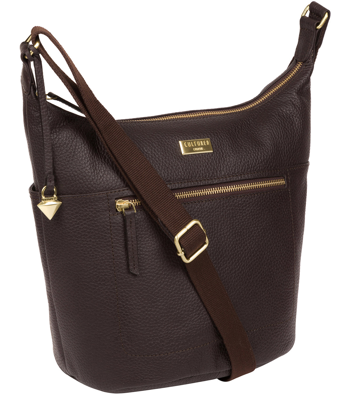 'Paula' Dark Chocolate Leather Cross Body Bag Pure Luxuries London