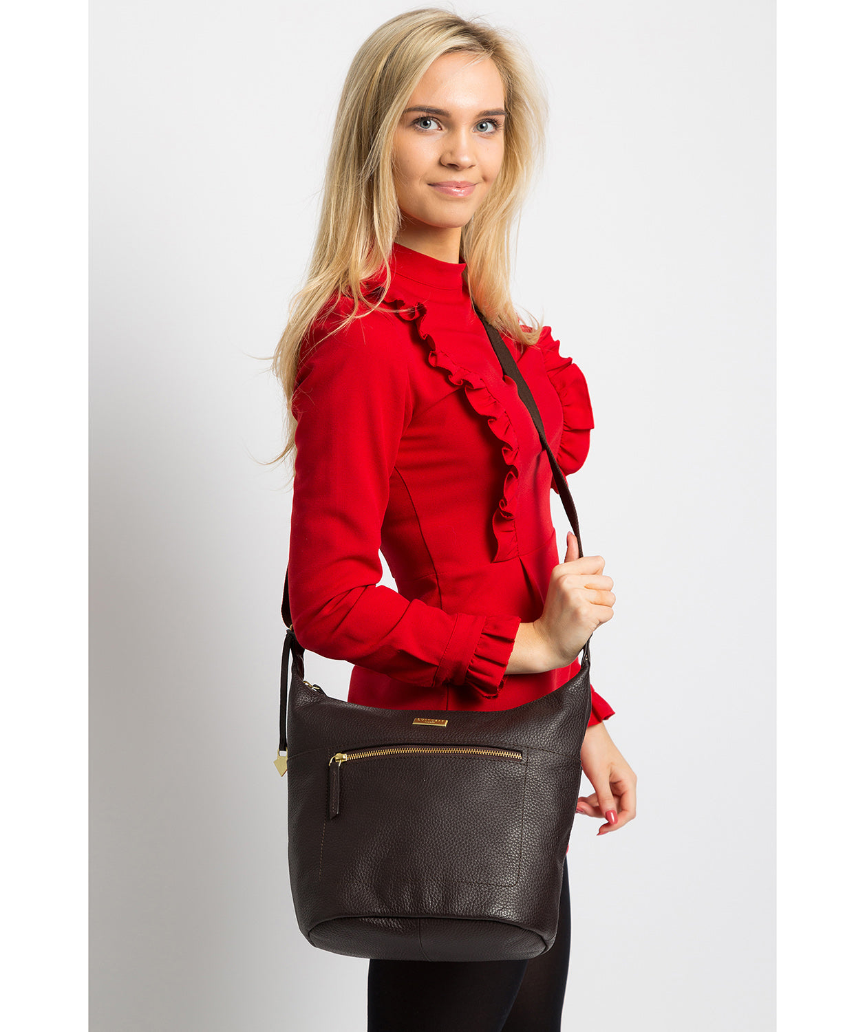 'Paula' Dark Chocolate Leather Cross Body Bag Pure Luxuries London