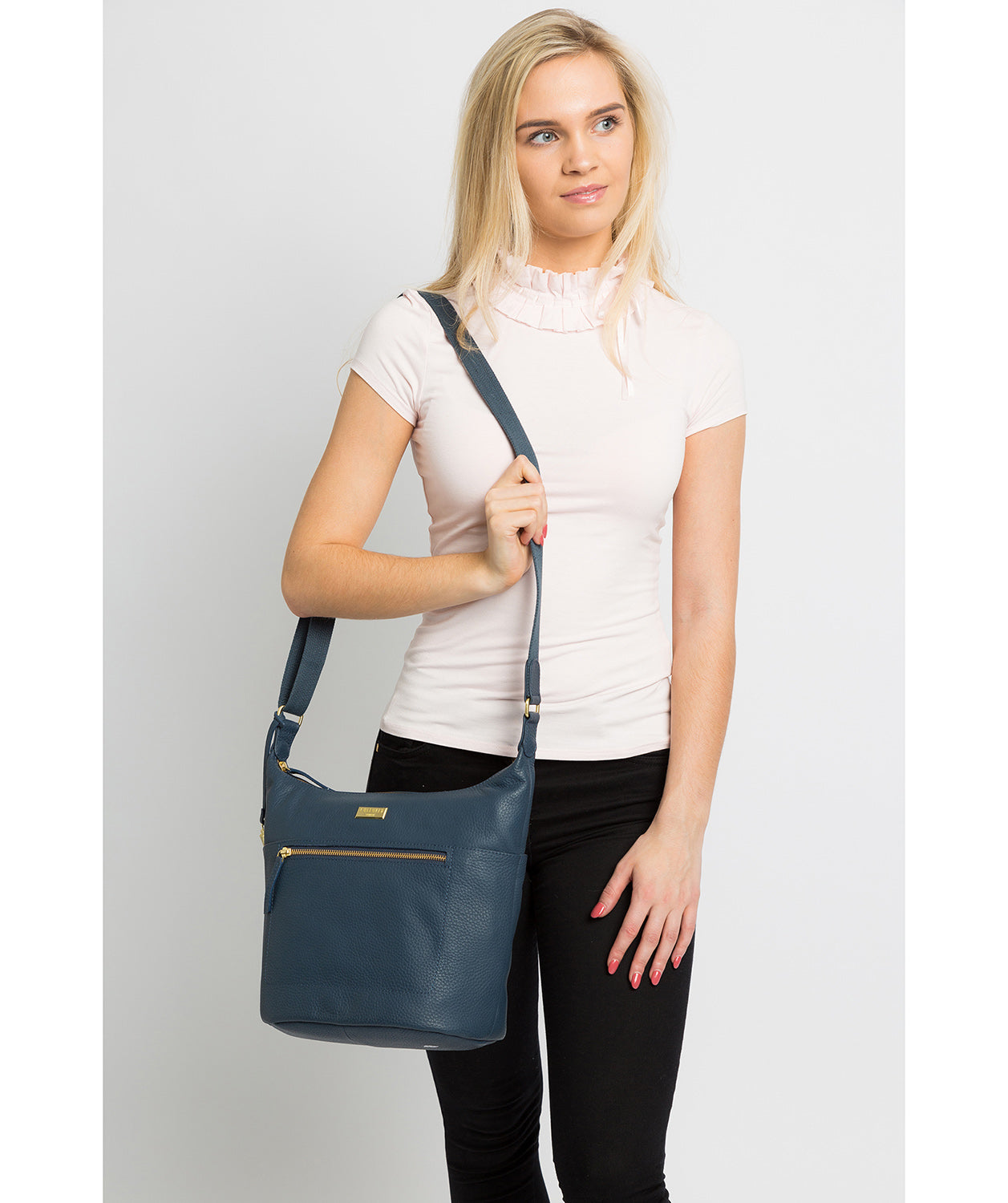 'Paula' Denim Leather Cross Body Bag image 2