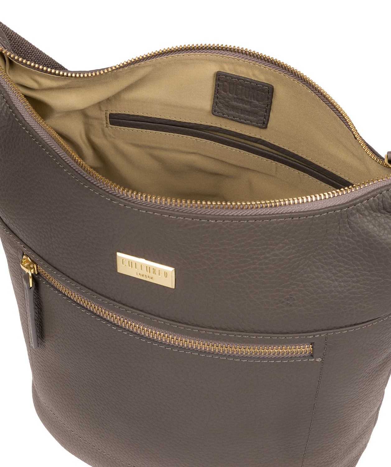 'Paula' Grey Leather Cross Body Bag image 4