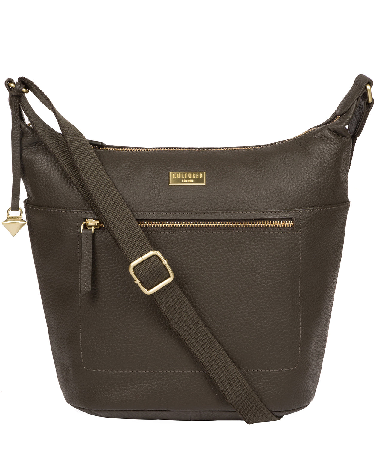 'Paula' Olive Leather Cross Body Bag Pure Luxuries London