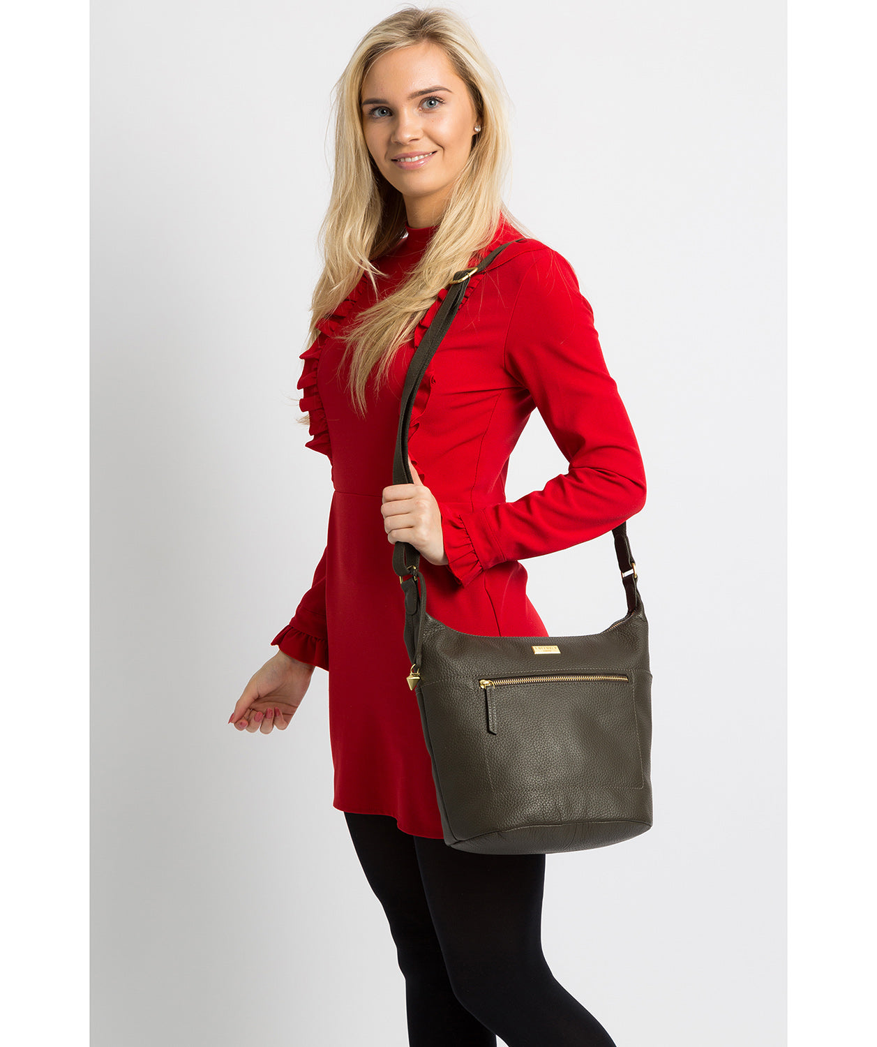 'Paula' Olive Leather Cross Body Bag Pure Luxuries London