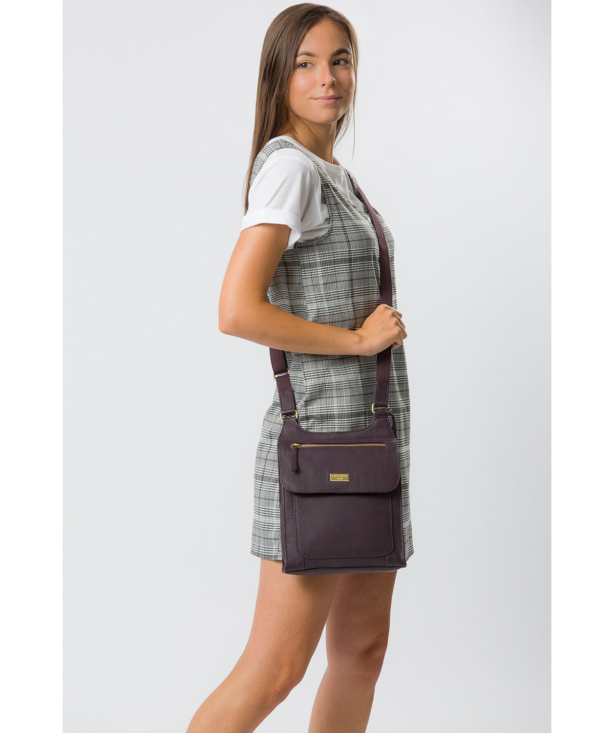 'Marie' Fig Leather Cross Body Bag Pure Luxuries London