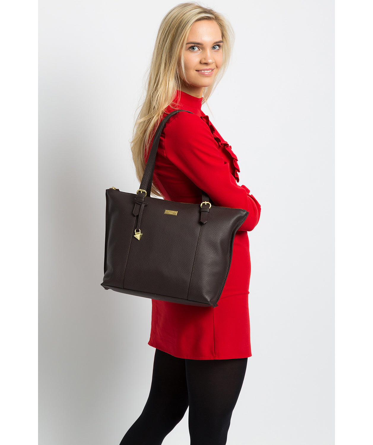 'Pippa' Dark Chocolate Leather Tote Bag image 2