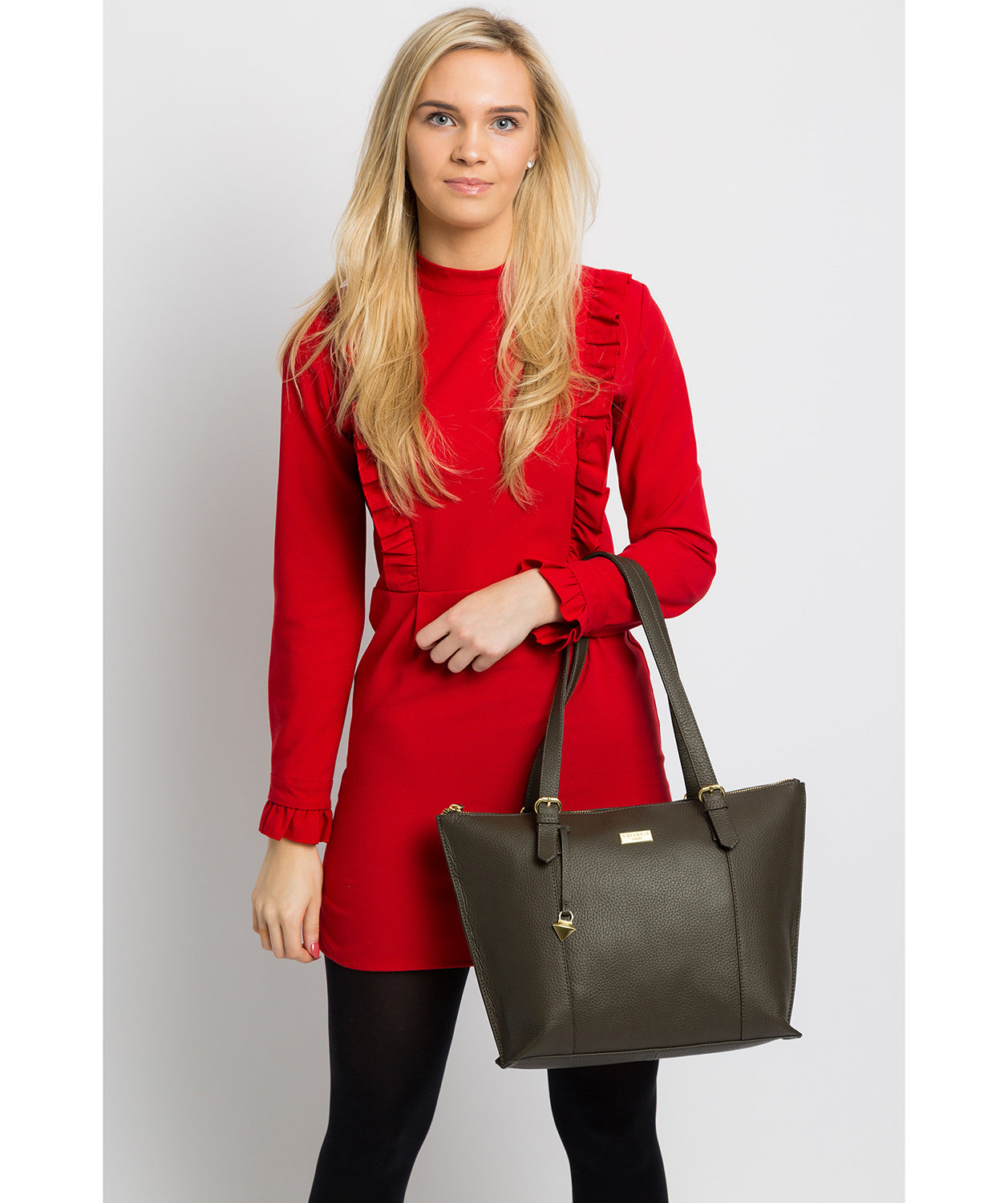 'Pippa' Olive Leather Tote Bag image 2