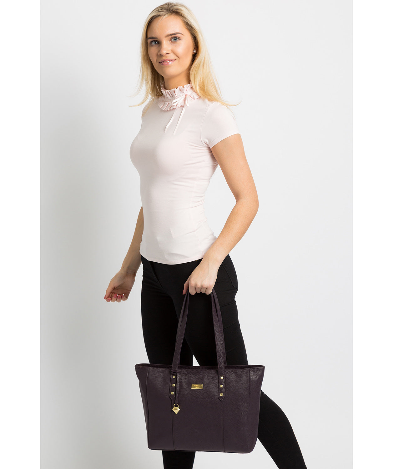 'Tabia' Fig Leather Tote Bag image 2
