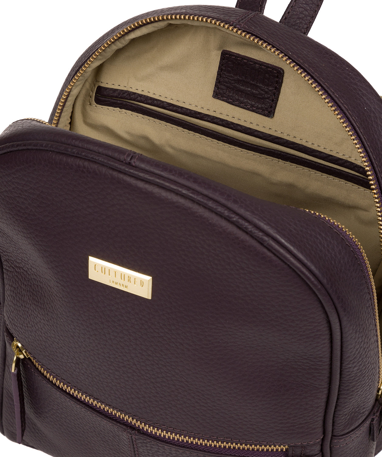 'Alyssa' Fig Leather Backpack Pure Luxuries London