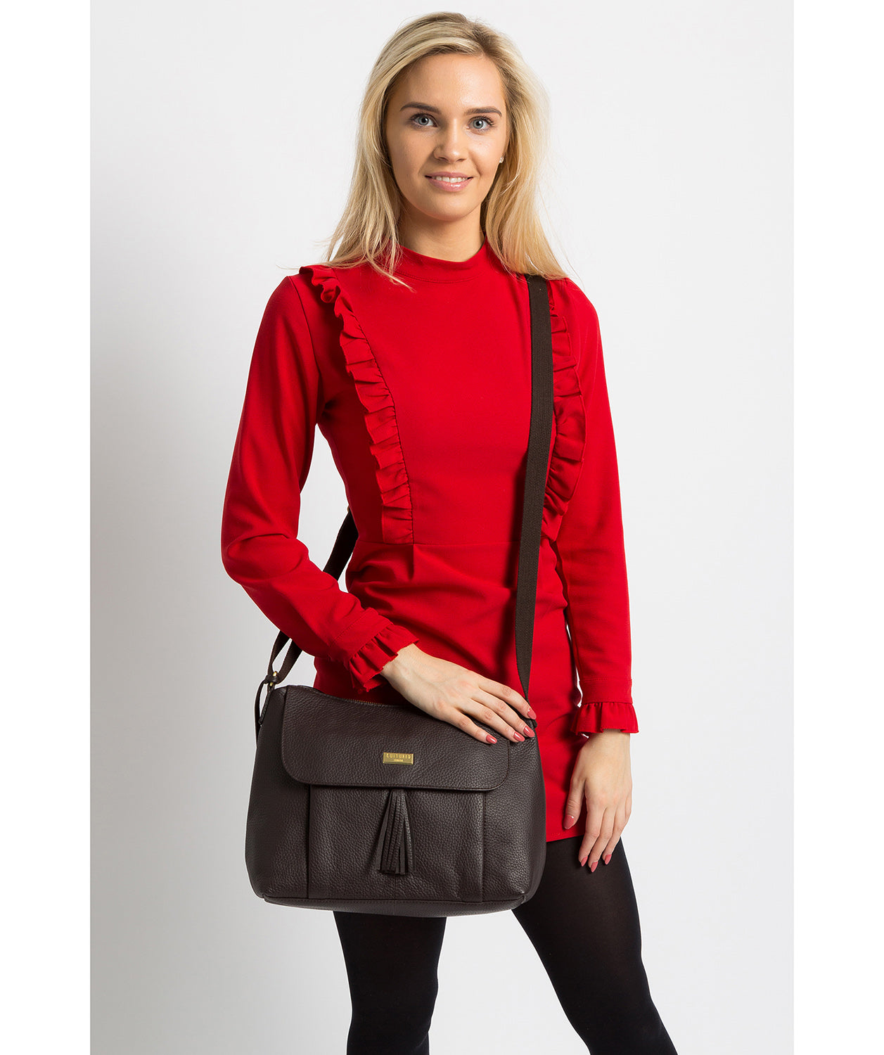 'Henriette' Dark Chocolate Leather Shoulder Bag image 2