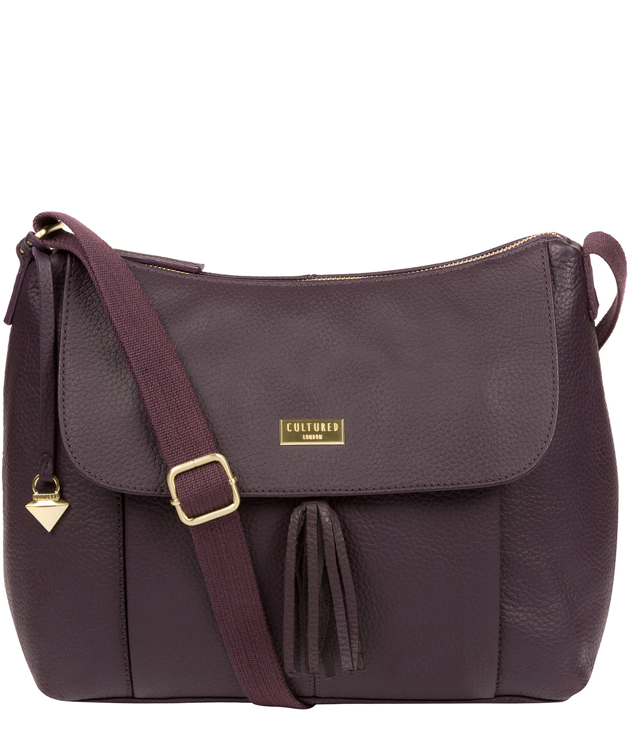 'Henriette' Fig Leather Shoulder Bag image 1