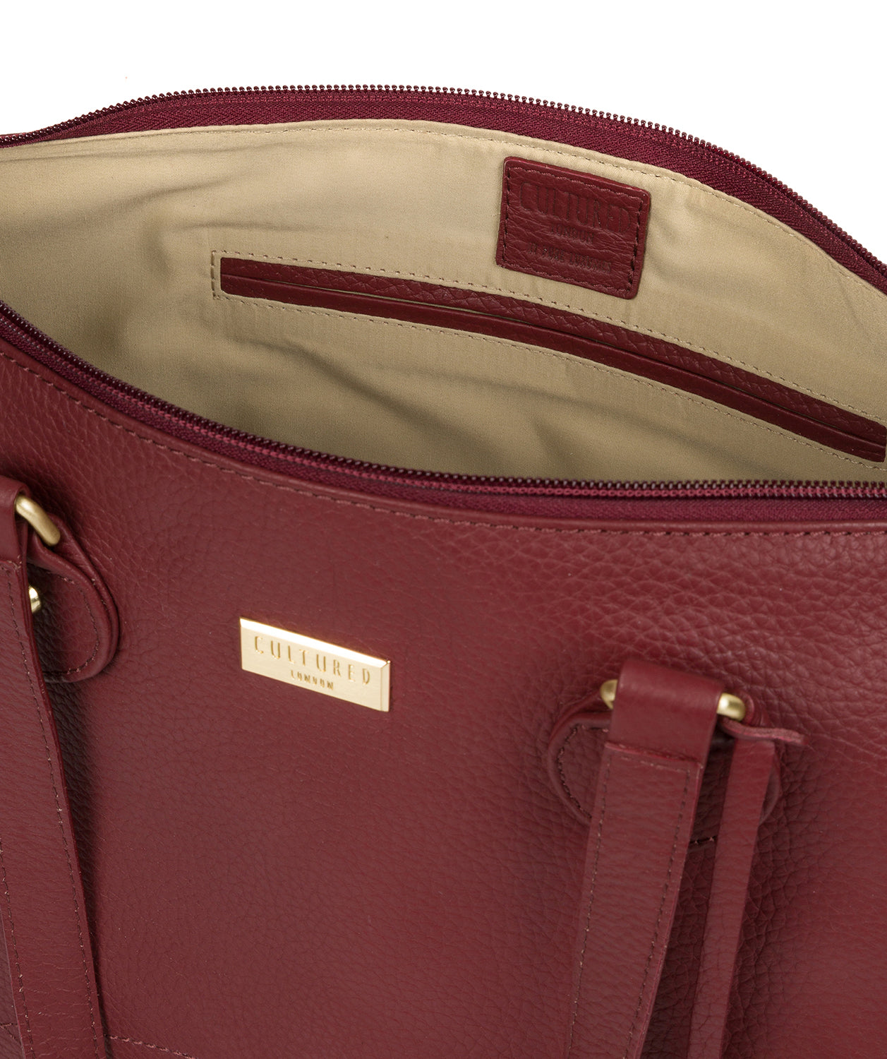 'Idelle' Ruby Red Leather Tote Bag Pure Luxuries London
