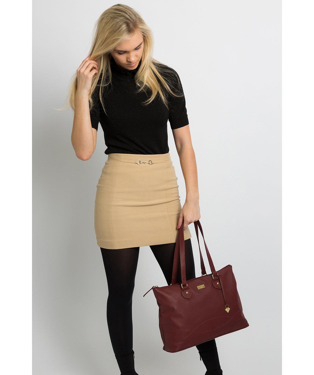 'Idelle' Ruby Red Leather Tote Bag Pure Luxuries London