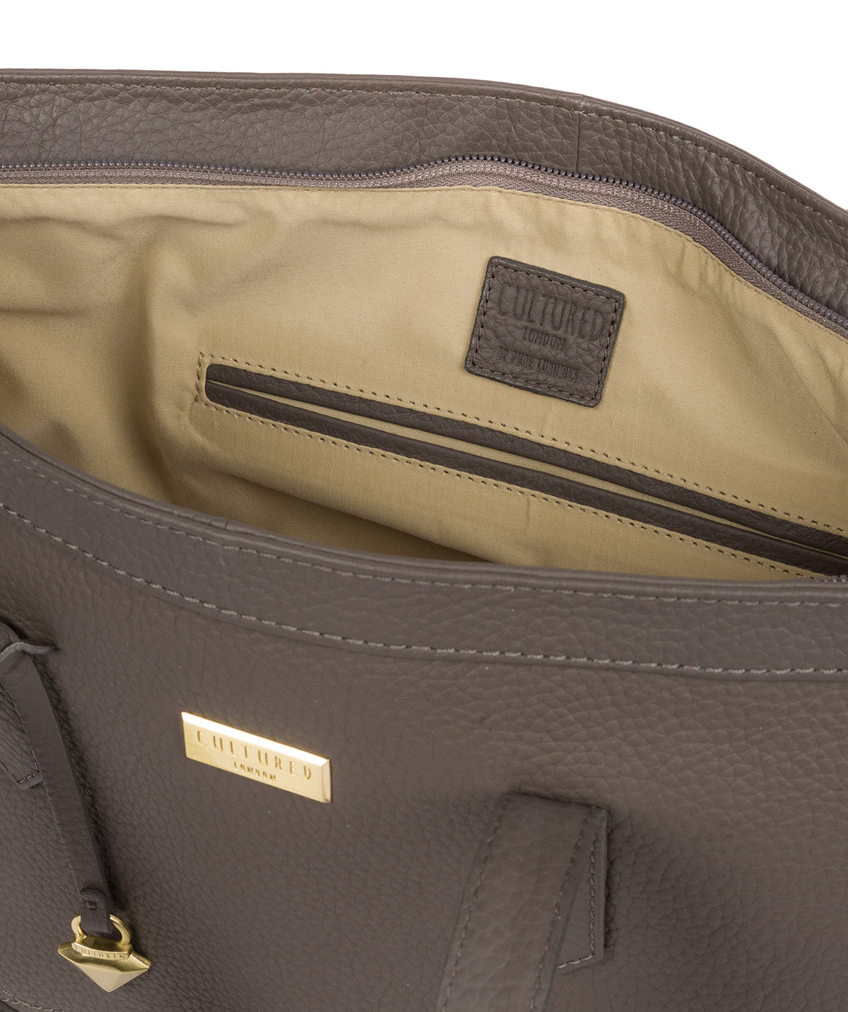 'Farah' Grey Leather Tote Bag image 4