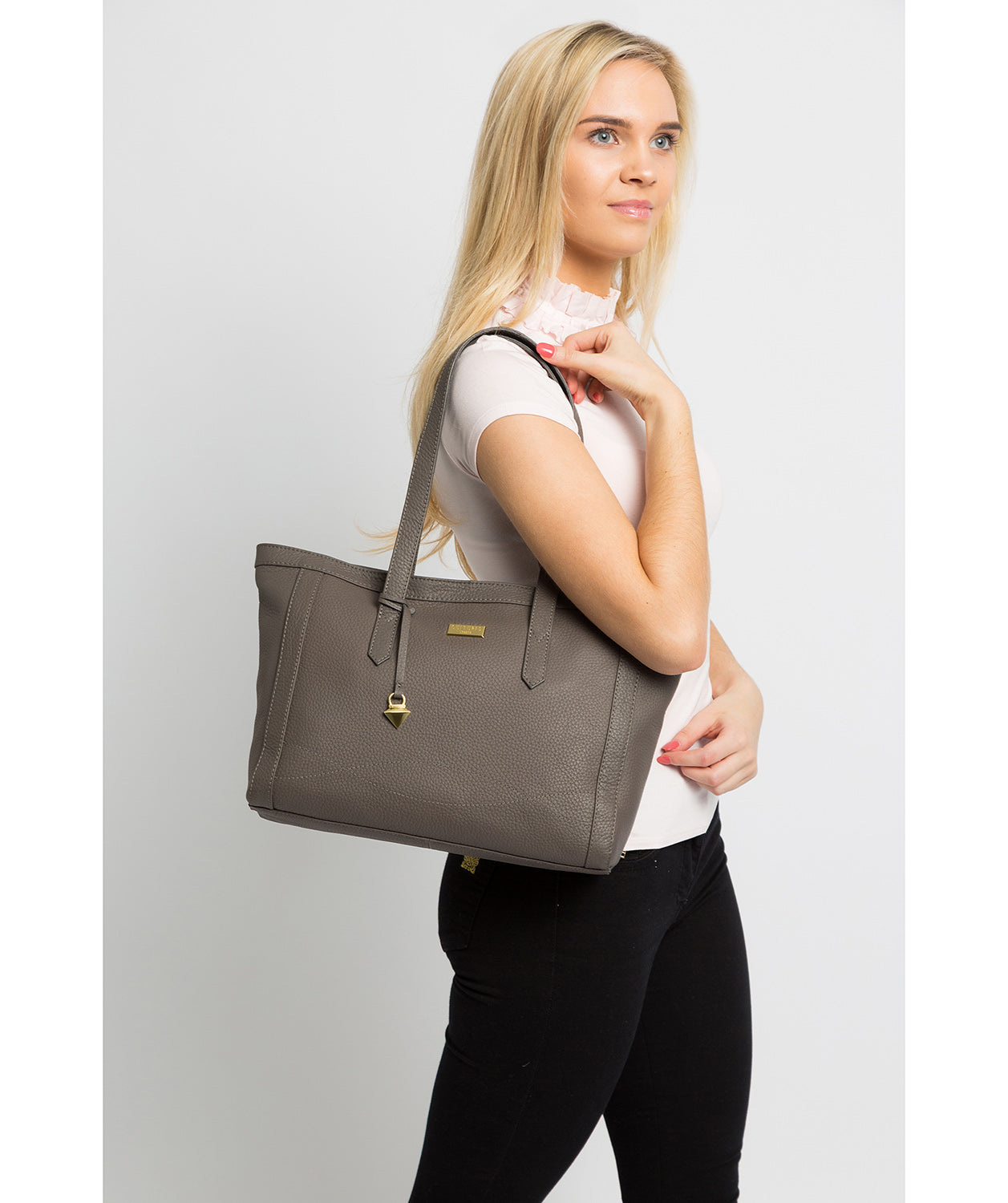 'Farah' Grey Leather Tote Bag image 2