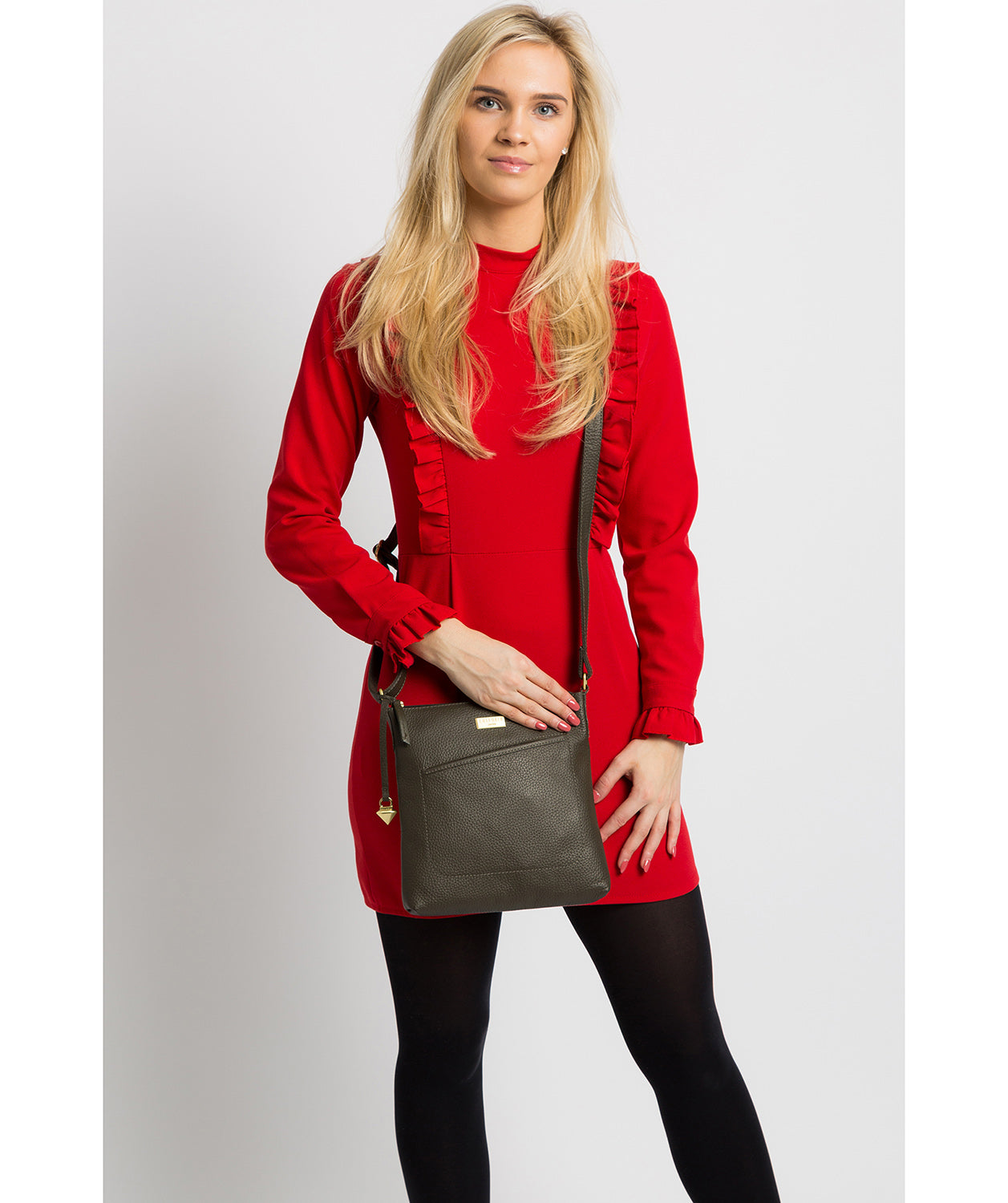 'Bronwyn' Olive Leather Cross Body Bag image 2