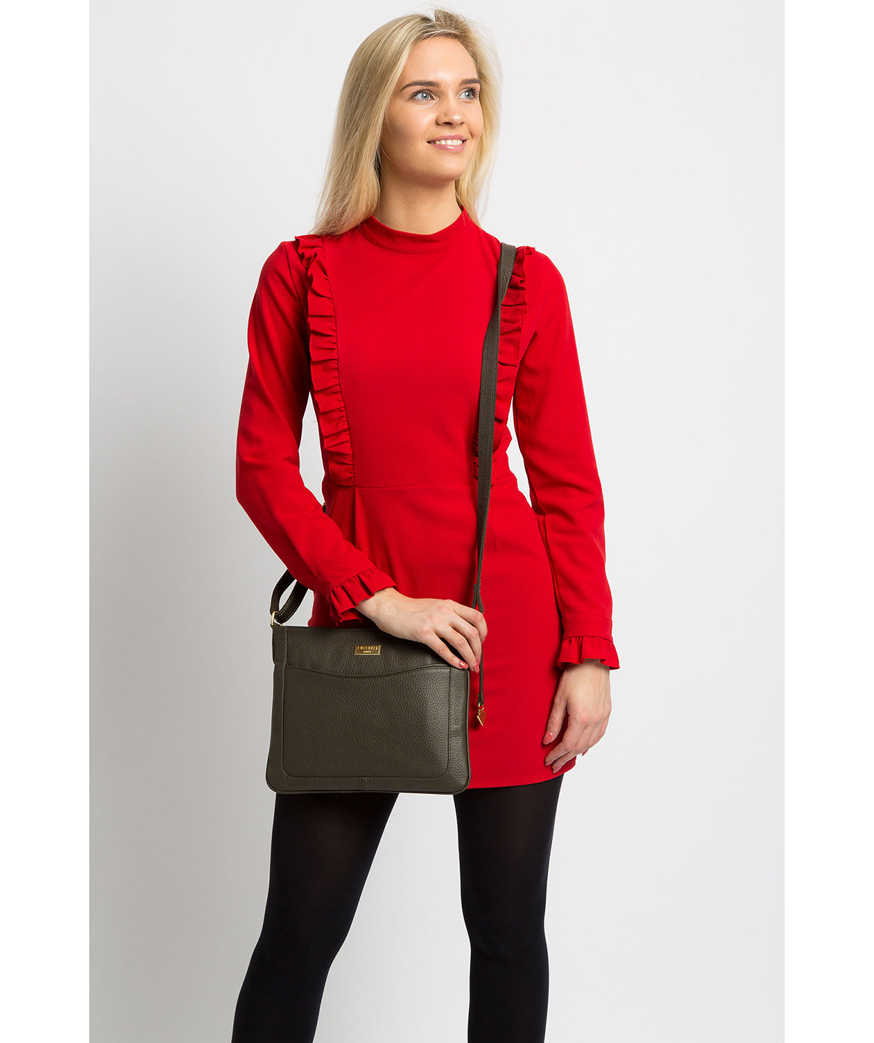 'Mireya' Olive Leather Cross Body Bag image 2