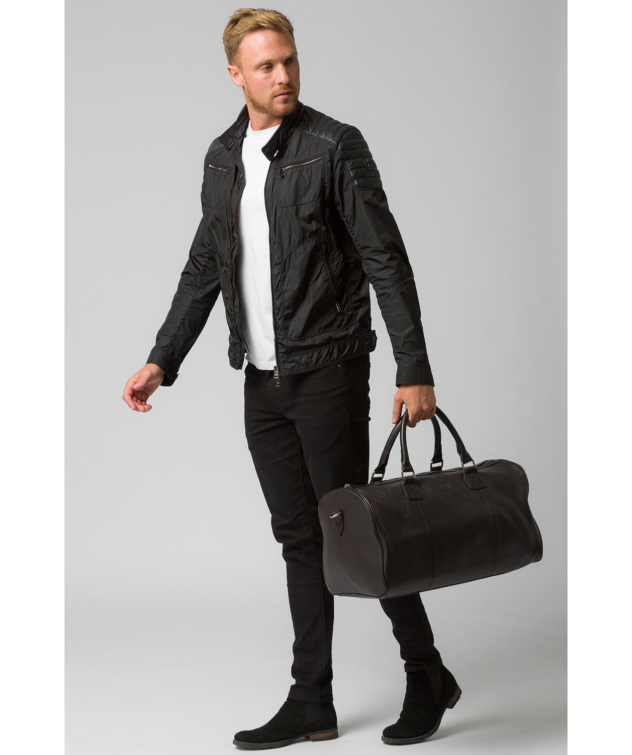 'Club' Dark Brown Leather Holdall image 7