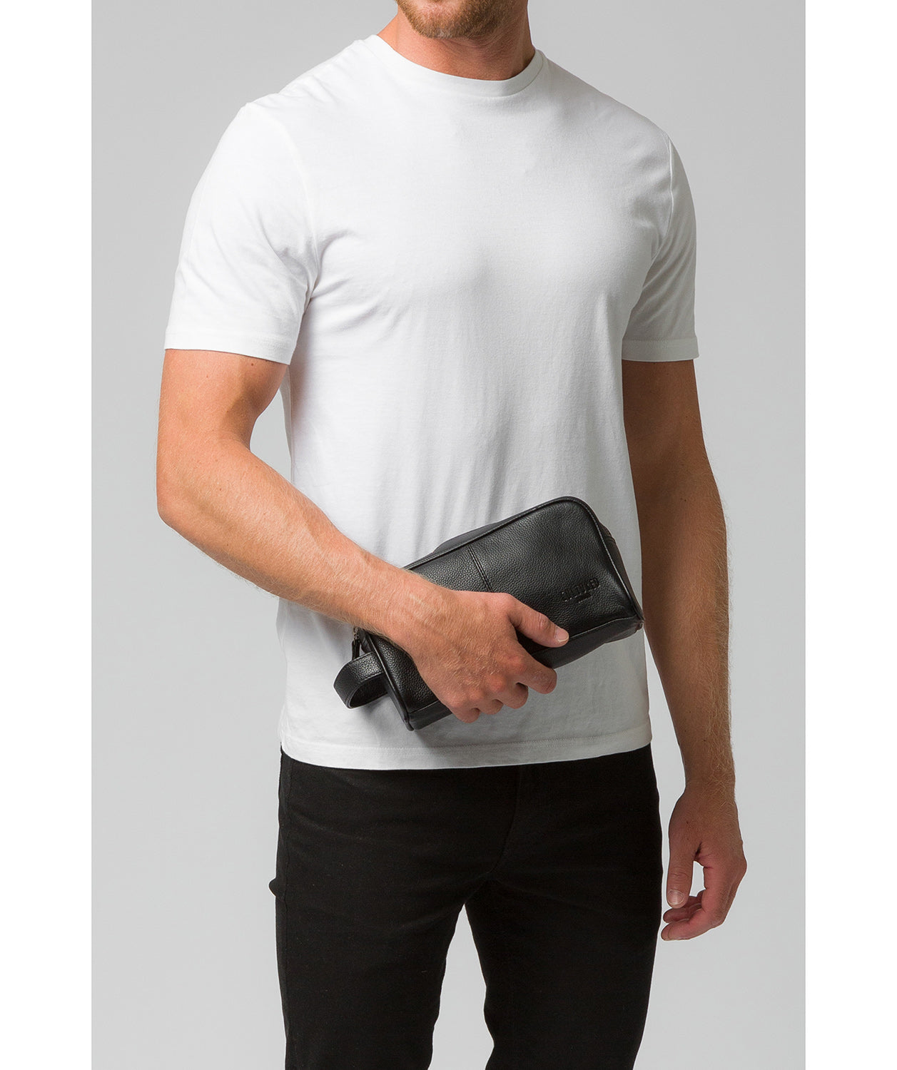 'Spader' Black Leather Washbag image 2