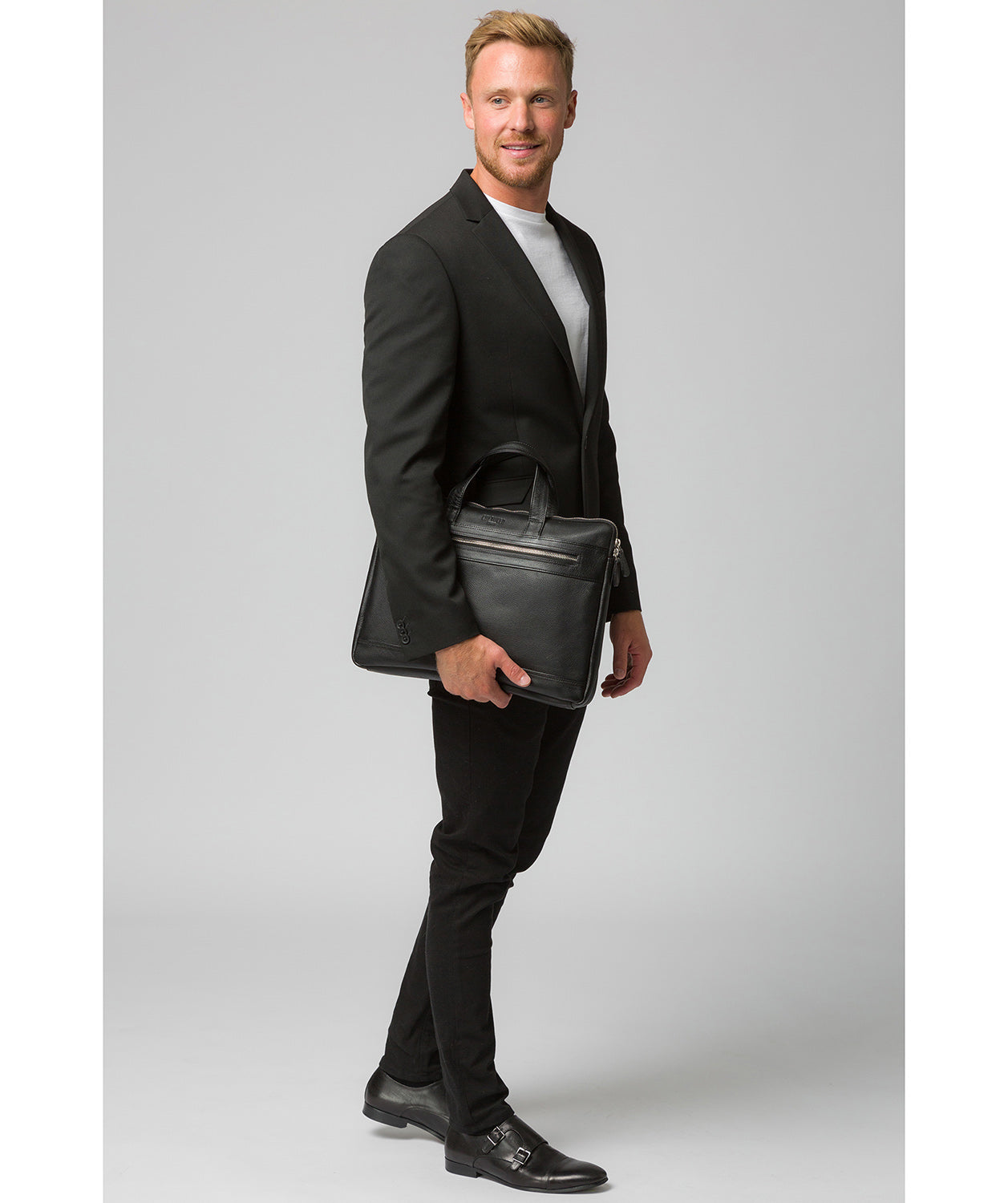 'Titan' Black Leather Workbag image 7