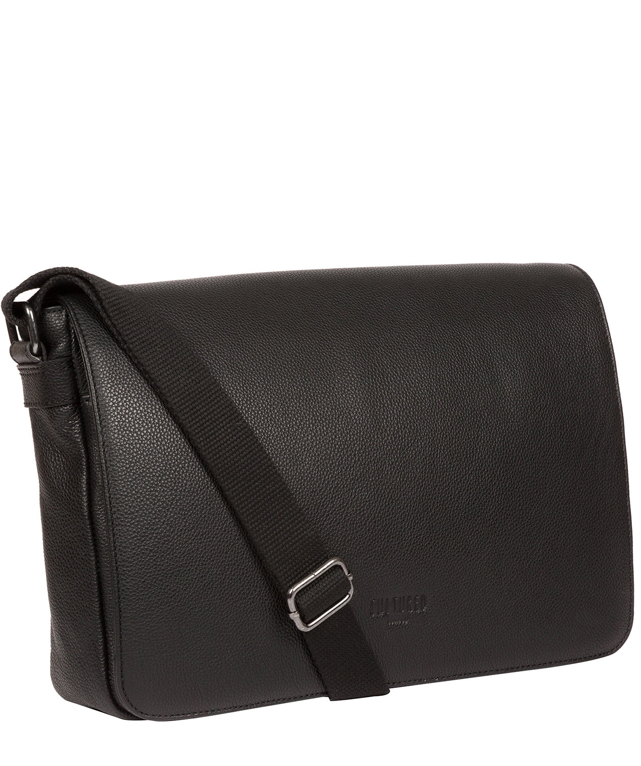 'Marv' Black Leather Messenger Bag Pure Luxuries London
