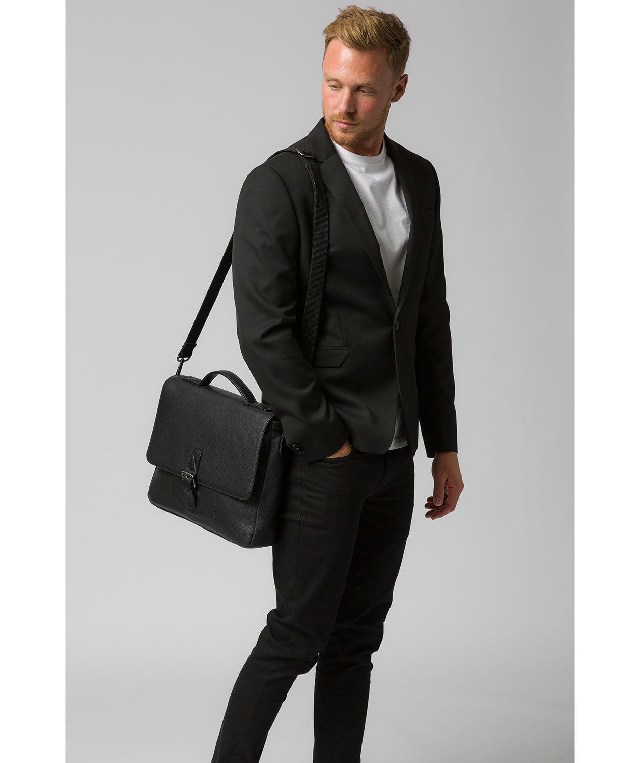 'Clarke' Black Leather Workbag Pure Luxuries London