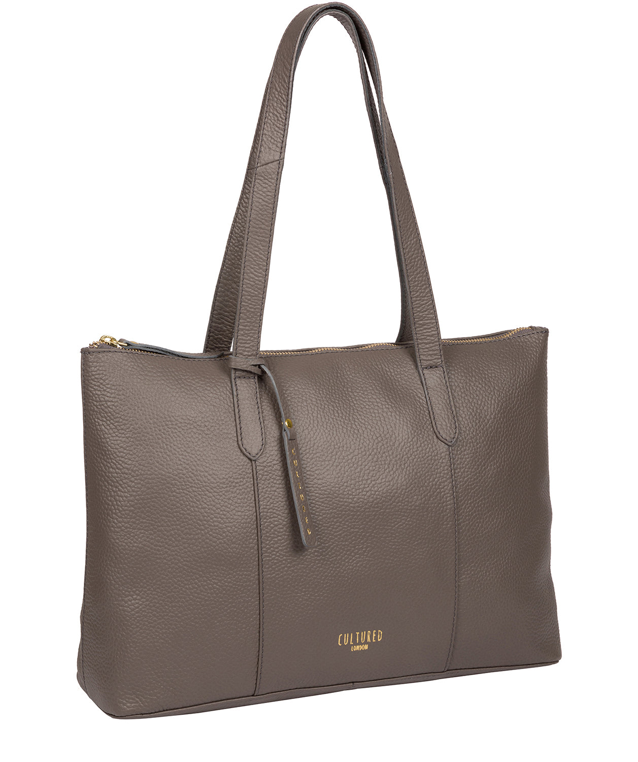 'Ombra' Silver Grey Leather Tote Bag Pure Luxuries London