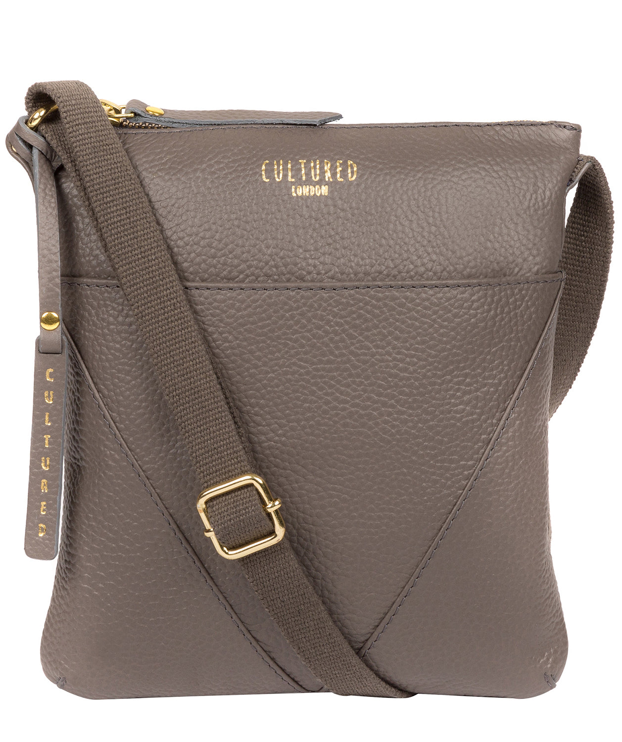 'Rebecca' Silver Grey Leather Cross Body Bag Pure Luxuries London