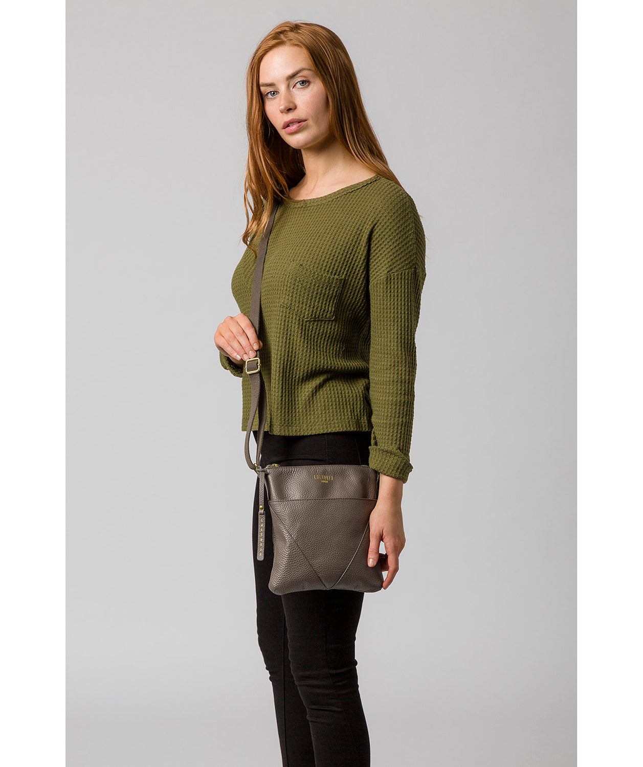 'Rebecca' Silver Grey Leather Cross Body Bag Pure Luxuries London