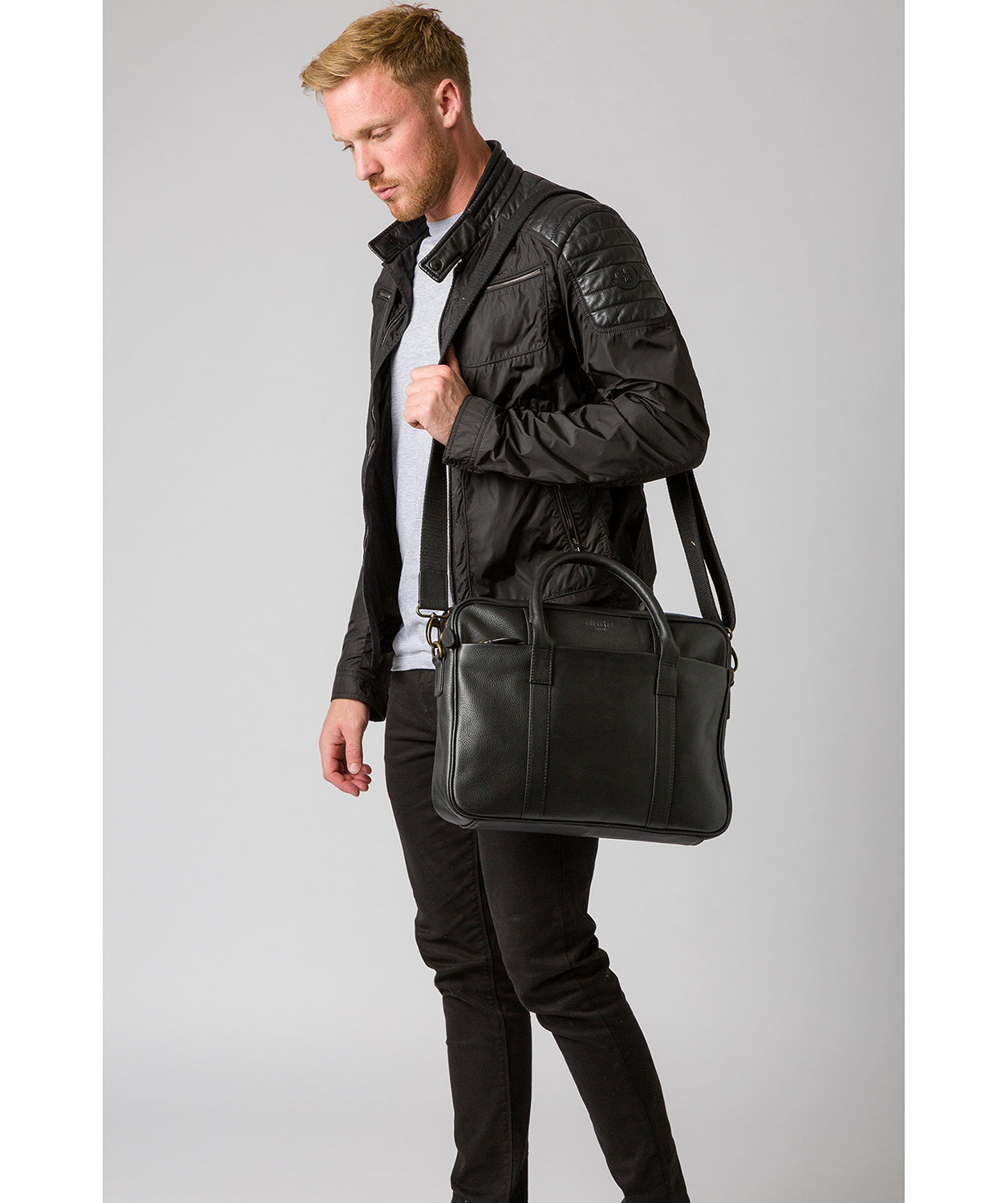 'Quay' Black Leather Work Bag Pure Luxuries London