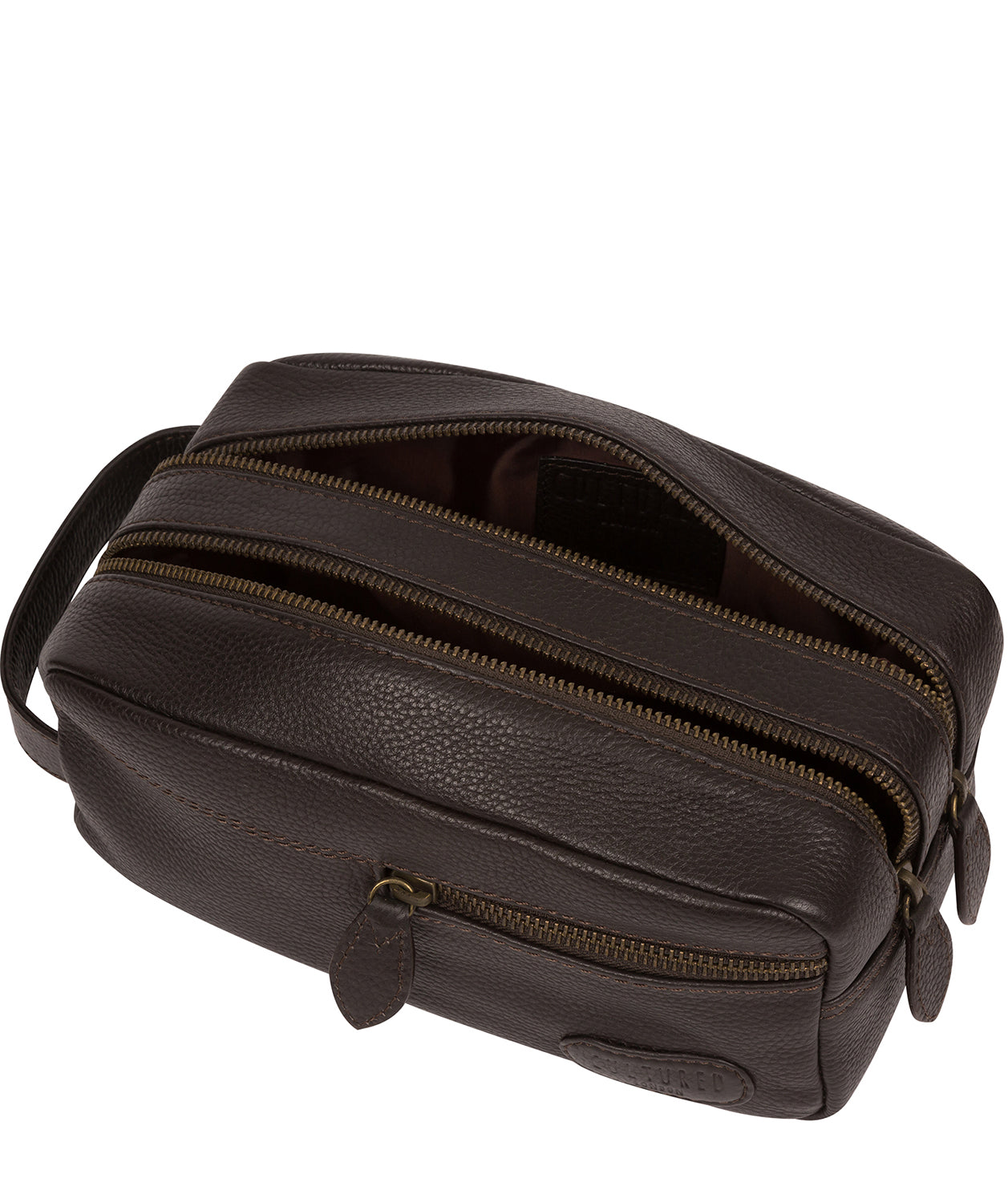 'Cove' Brown Leather Washbag