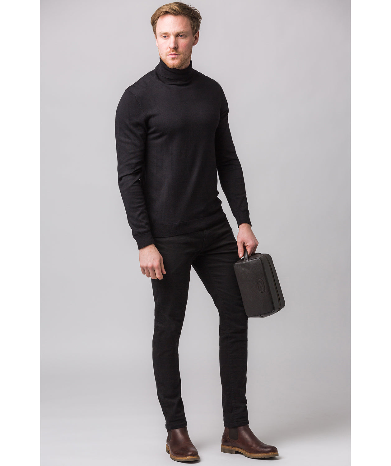 'Ronnie' Brown Leather Washbag