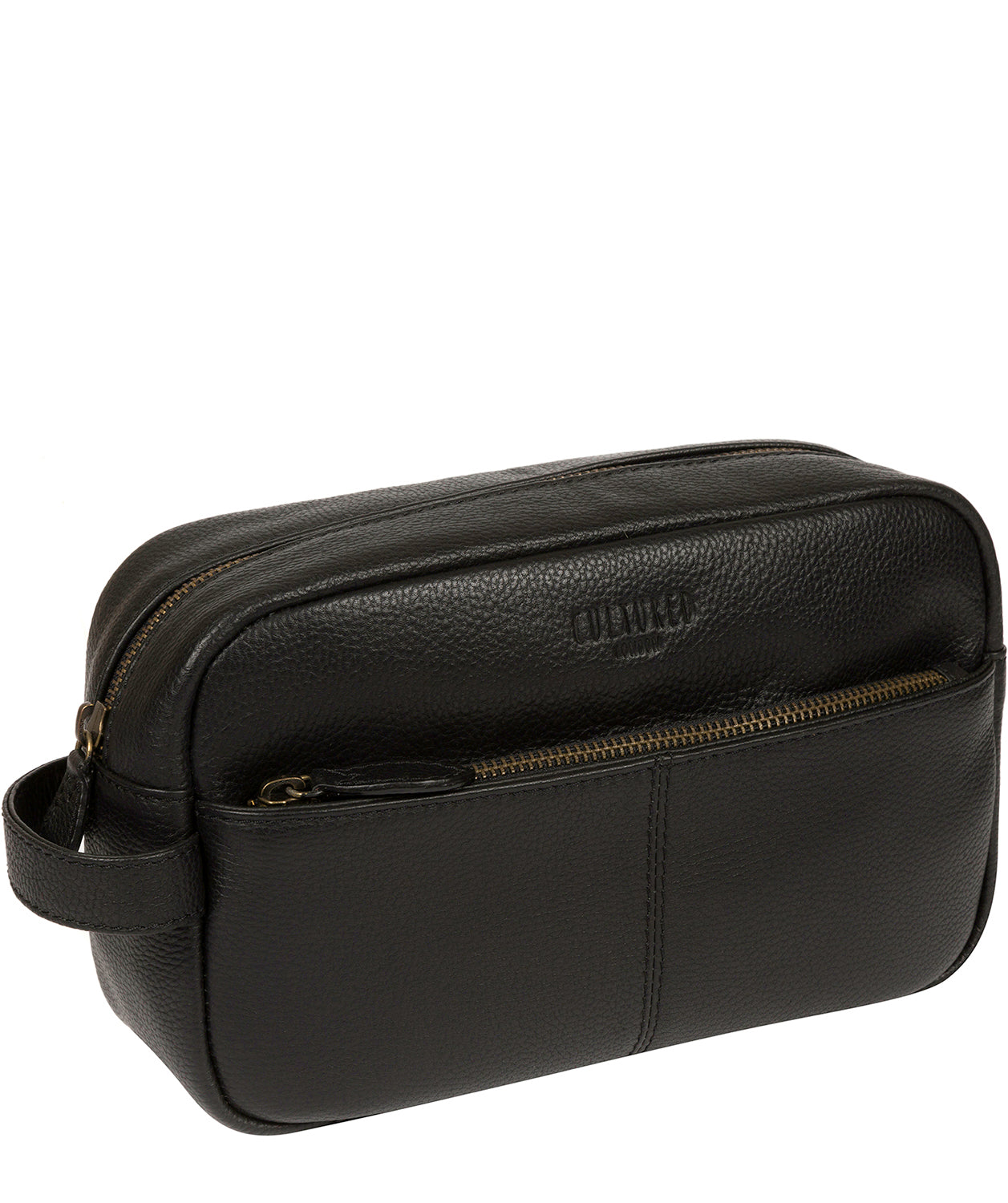 'Reggie' Black Leather Washbag image 6