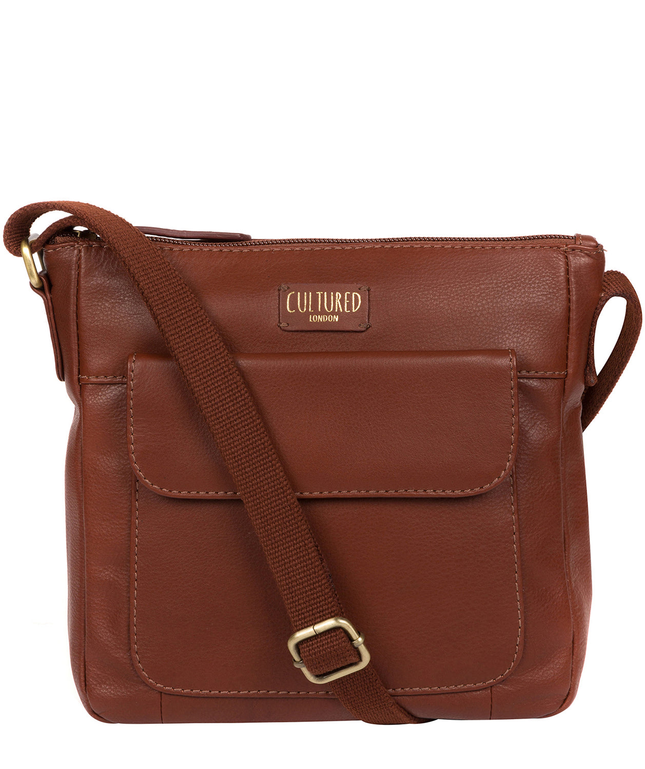 'Elna' Cognac Leather Cross Body Bag image 1