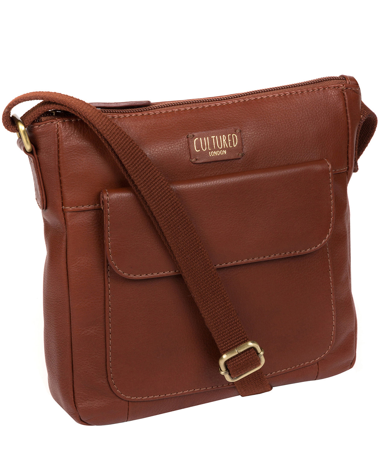'Elna' Cognac Leather Cross Body Bag image 5
