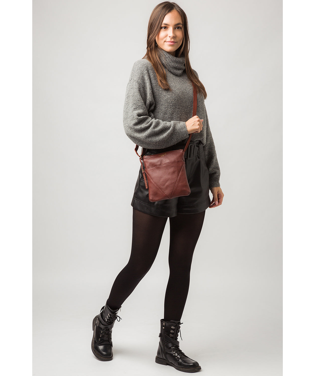 'Rebecca' Cognac Leather Cross Body Bag