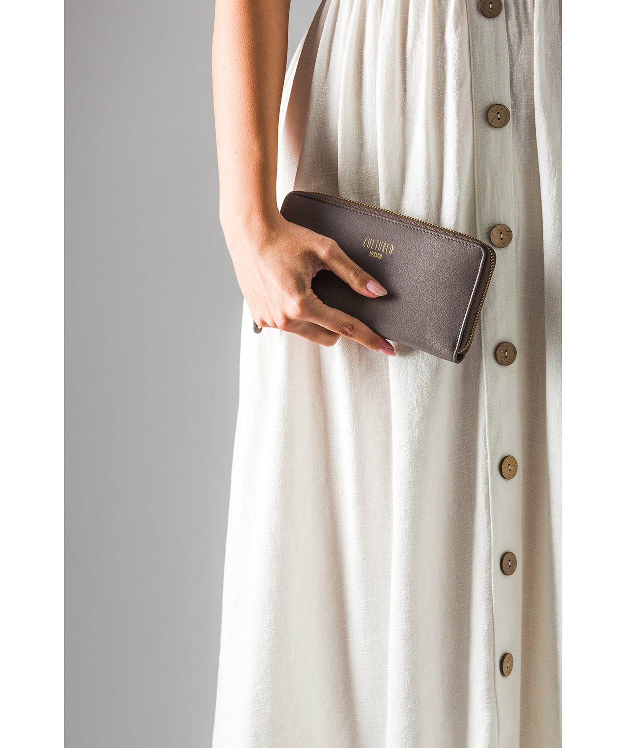 'Tabitha' Elephant Grey Leather Purse