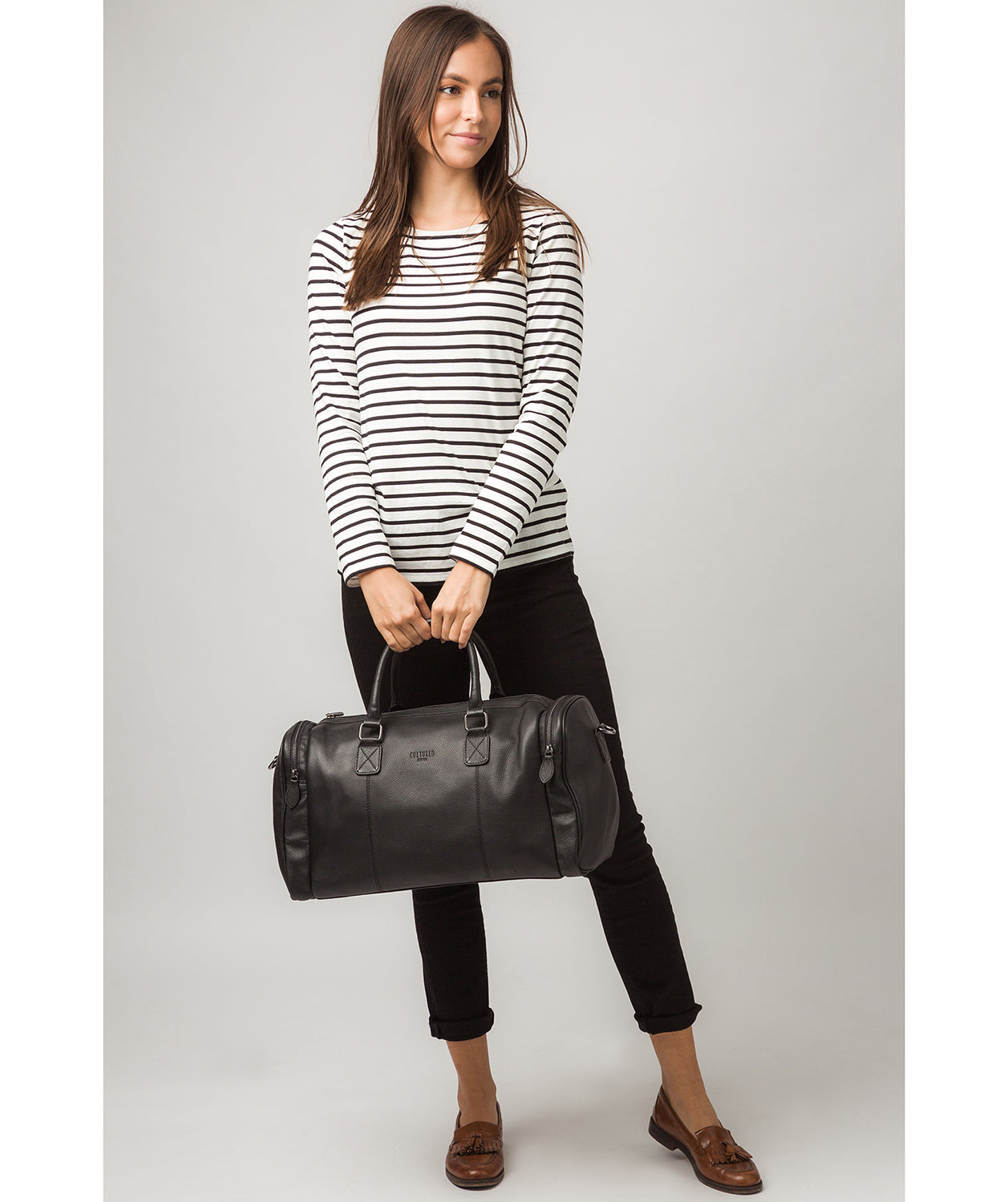 'Ocean' Black Leather Holdall