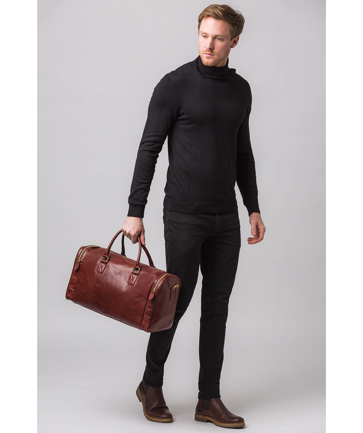 'Ocean' Dark Chestnut Leather Holdall