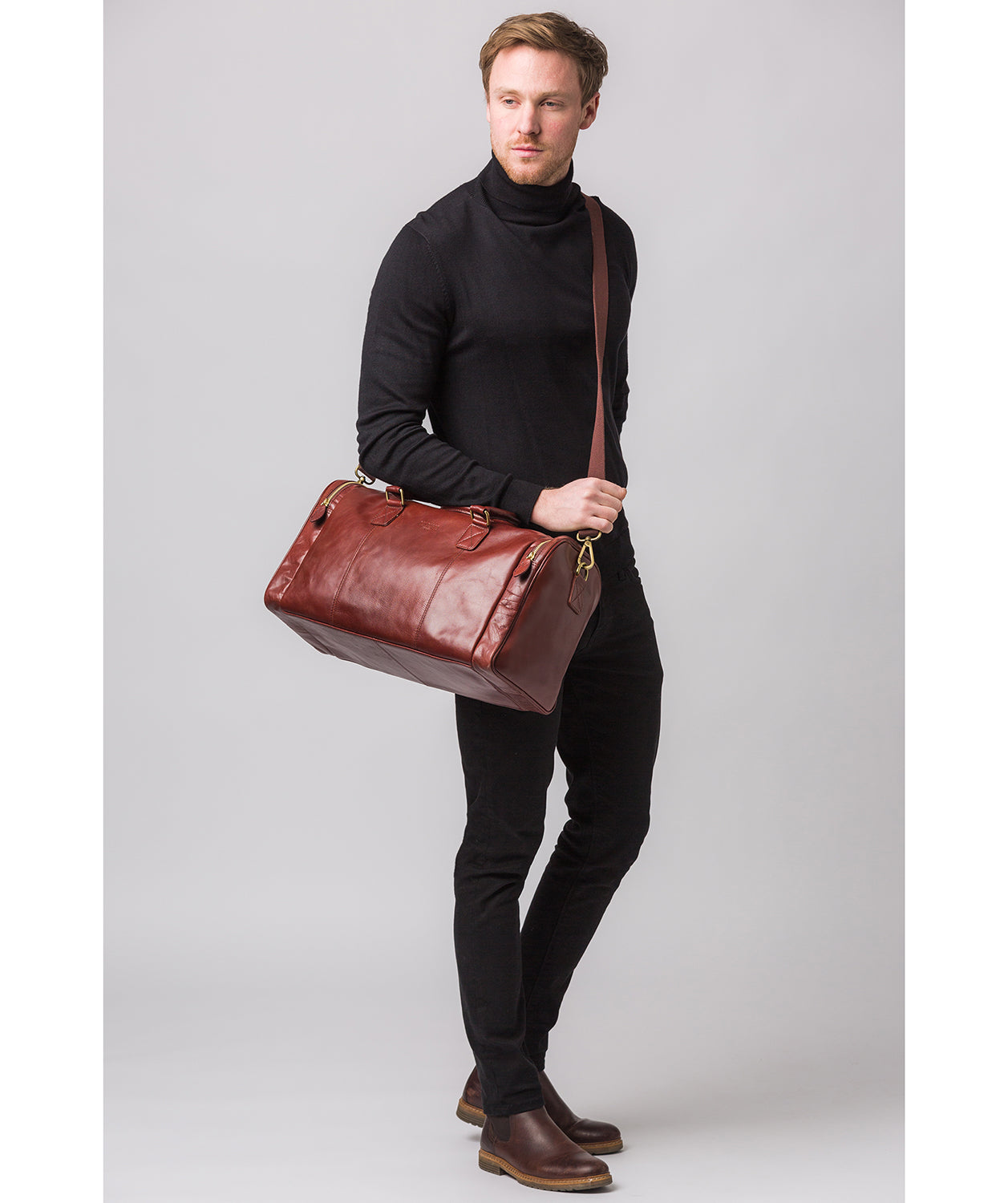 'Ocean' Dark Chestnut Leather Holdall